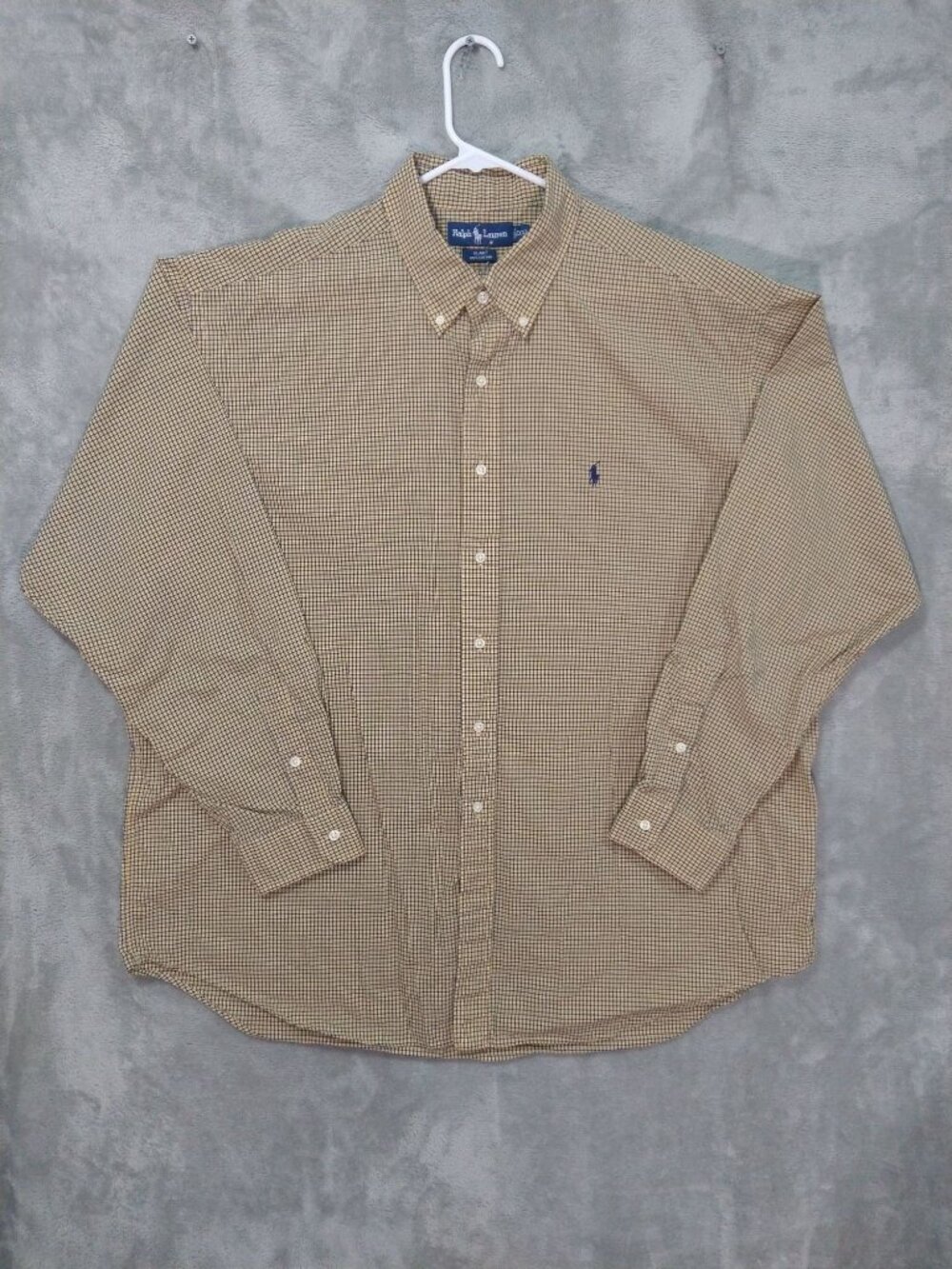 Ralph Lauren Shirt Mens 2XL Yellow Blake Plaid Button Down Long Sleeve Cotton